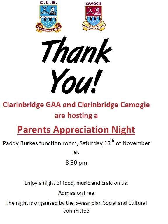 Clarinbridge GAA Parents Appreciation Night